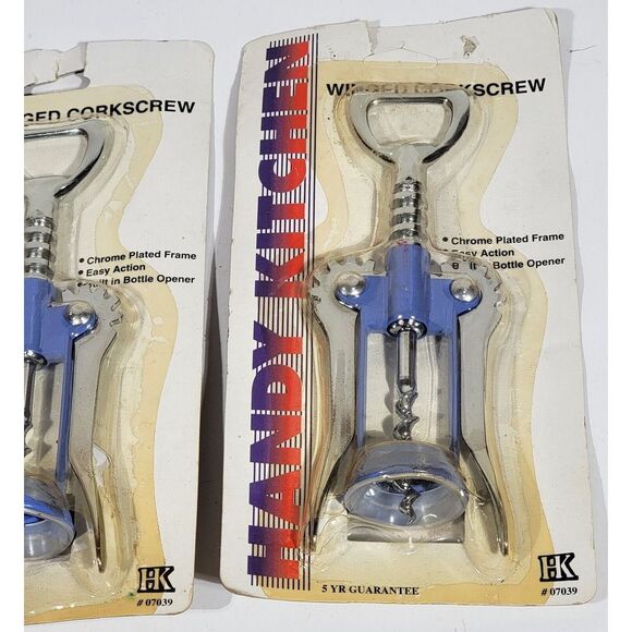 2 Commercial Grade Handy Kitchen Winged Corkscrew Bottle Opener Home Dining Wine - Picture 2 of 8